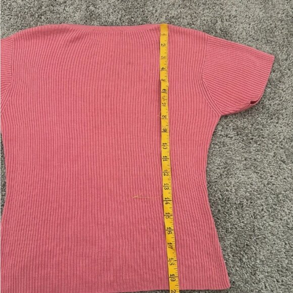 Vintage Austin Reed Ribbed Knit Pink Silk Small Top - Picture 2 of 6